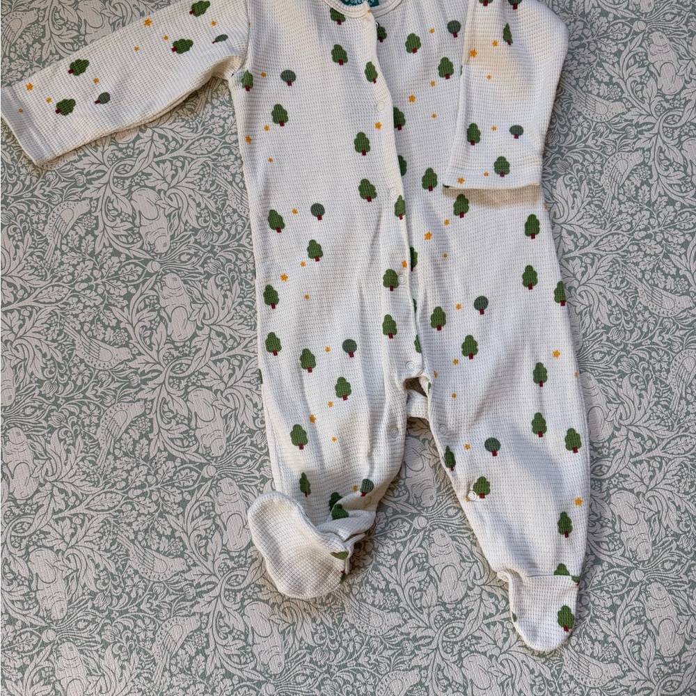 Little Green Radicals 🇬🇧🌲Organic Cotton Thermal Footed Sleeper 9-12 mo NWOT - Picture 2 of 3